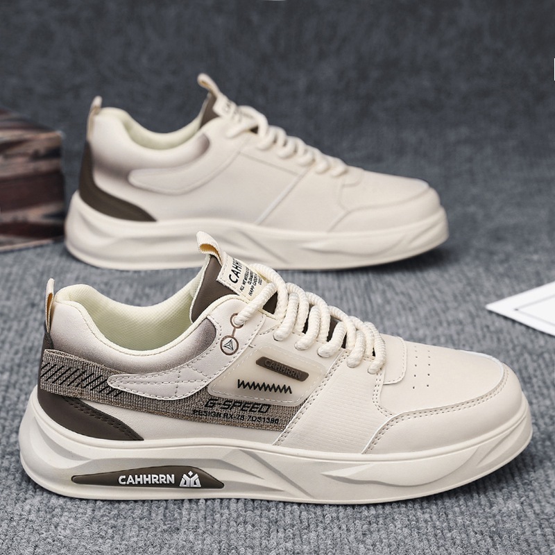 Zapatos de skate para hombres zapatos blancos de cuero casuales para hombres 2025 nuevos zapatos de primavera bajos de fondo plano de moda estudiantes adolescentes