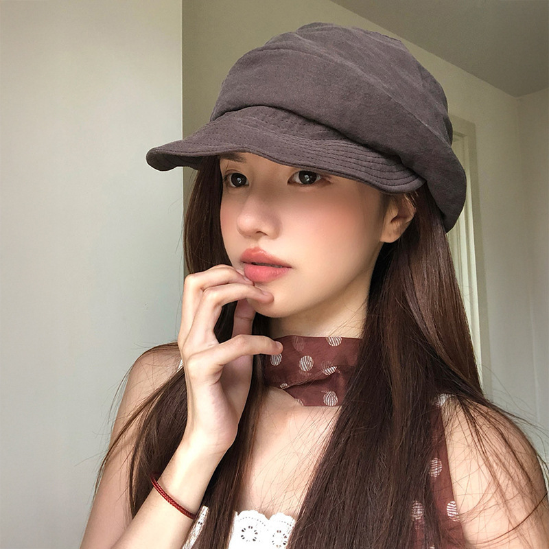 高级感贝雷帽子女秋冬季时尚百搭显脸小画家帽清新甜美八角报童帽|undefined