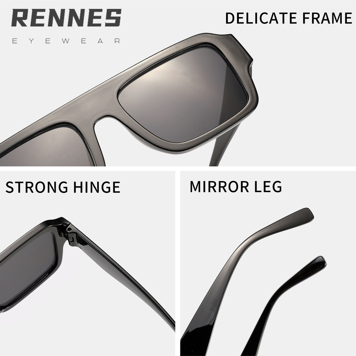 Nuevas gafas de sol de marco cuadrado retro transfronterizas