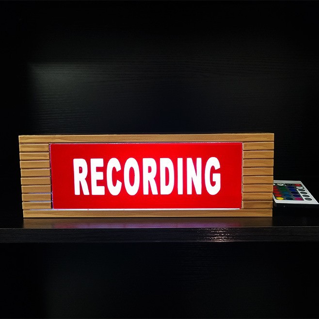外贸热款金色框红色RECORDING灯箱广播录音录像照明led灯提示灯箱