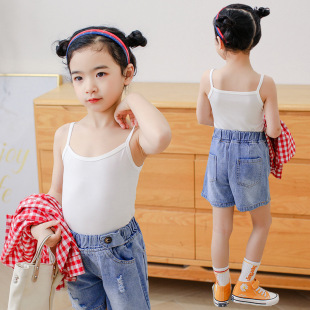 Girls' solid color modal camisole baby Summer thin bottoming underwear small vest middle and big children's top undershirt