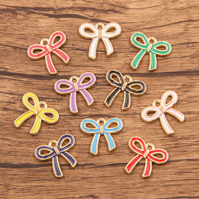 10 Color 16X 18mm KC Gold Drop Oil Pendant DIY Zinc Alloy Jewelry Accessories Hollow Bow Charm 10 Color 16X 18mm KC Gold Drop Oil Pendant DIY Zinc Alloy Jewelry Accessories Hollow Bow Charm