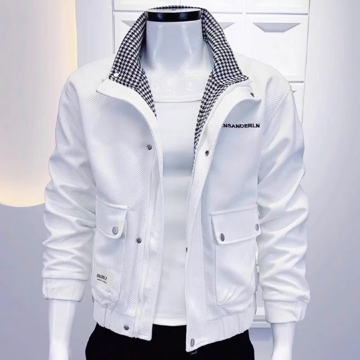 Chaqueta bordada Chaqueta guapa de primavera 2025 nuevos tops de hombre ropa de trabajo marca de moda cuello alto chaqueta de gran peso