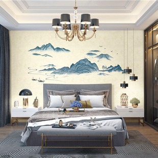 Huguang Mountain New Chinese Modern Decorative Painting Exhibition Hall Living Room Entrance Entrance Bedroom Bedside Study Aisle Murals