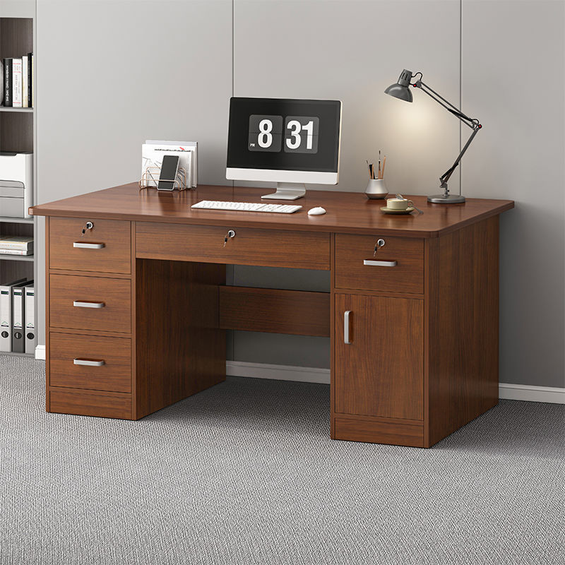 Office Desk with Lock, Home Computer Desk, Desktop Simple Desk, Workbench, Multi-Drawer Desk, Staff Desk and Chair Combination