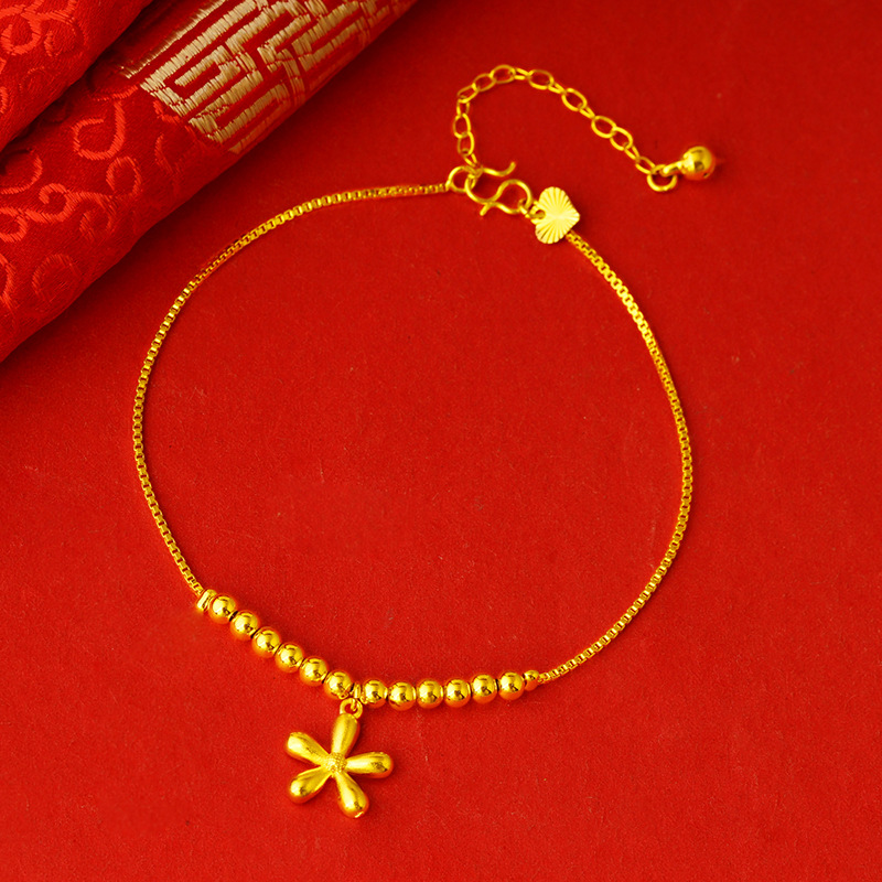 Nuevo estilo de oro cuentas tobilleras mujeres moda verano Vietnam patrón oro buena suerte pie joyería al por mayor
