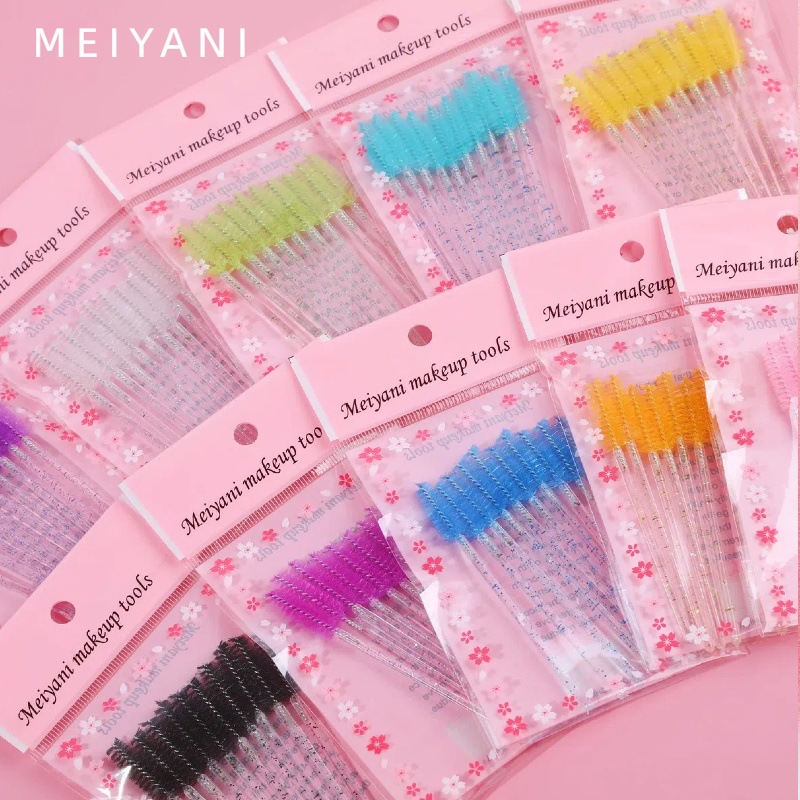 Disposable Crystal Rod Eyelash Brush, Spiral Curved Eyebrow Comb, Grafting Tool, Transparent Makeup Brush, Exclusively for Cross-Border Sales