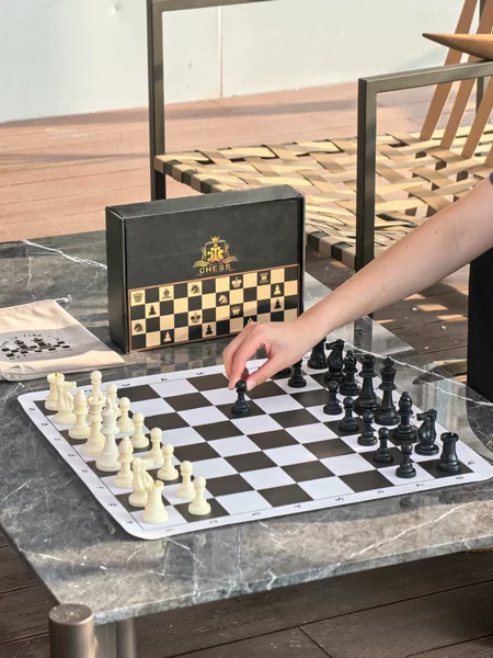 Chess portable leather PU board set kids student Beginner Game chess king height 95mm