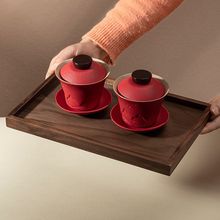 结婚仿古敬茶杯新婚红色盖碗茶杯茶具套装闺蜜送新人礼物婚庆用品