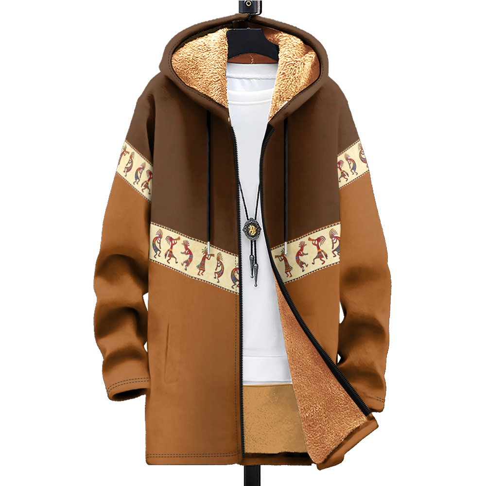 Men's autumn and winter multi pattern Christmas cotton jacket DIY with velvet 3D printing hooded cardigan zipper pocket_voghion.com