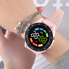 批發熱銷網紅學生電子手錶青少年簡約運動風多功能手環兒童電子表