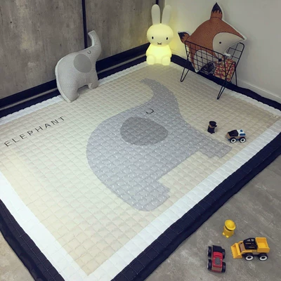 Cross-Border Scandinavian Ins Style Kidsren's Cartoon Rectangular Fabric Crawling Mat Multi-Functional Baby Crawling Game Floor Mat (Avtomobil döşəmə paspasları) - baby-elephant-145195-about-2kg-with-independent-packaging