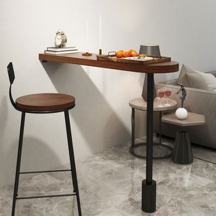 Simple Solid Wood Bar Table for Home Balcony, Guest Dining Room Partition, Kitchen Wall-Mounted High Table, Natural Wood Small Dining Bar P^
