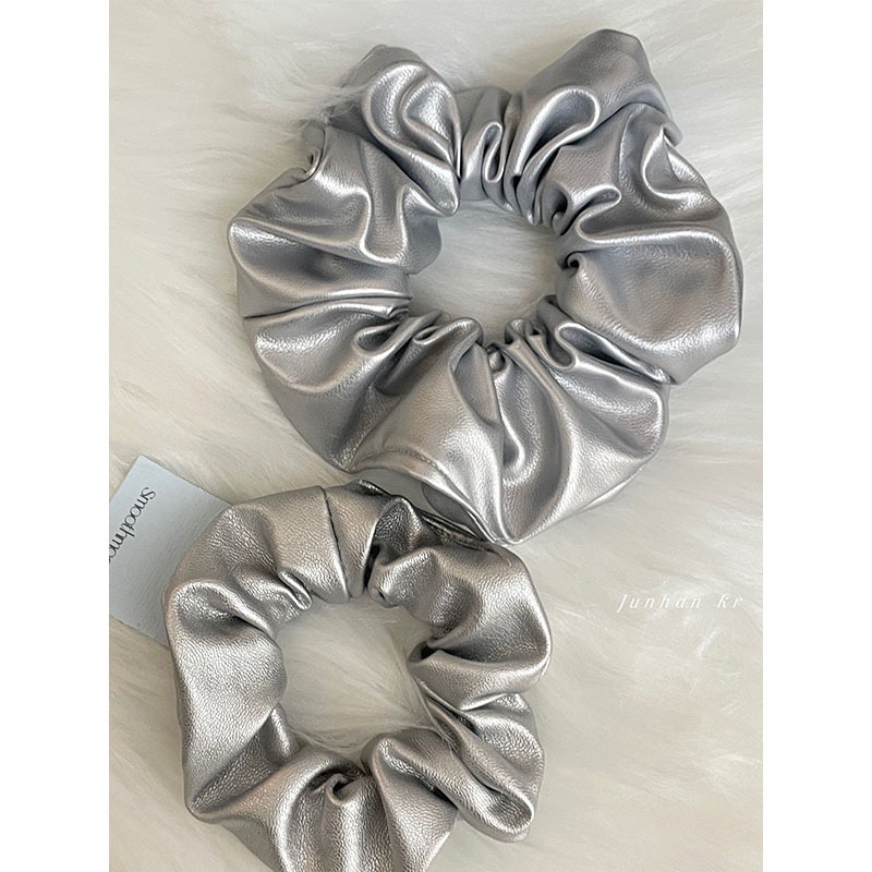 30g Weight Hair Tie Hair Accessories Type 1 Piece Quantity Women's Elegant Simple Style Solid Color Pu Leather Pleated Hair Tie