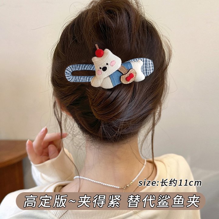 コントラストカラーのリボンダックビルクリップ女性用 2025 新しいハイエンドワンラインクリップ後頭部ヘアスタイル甘くて多用途な帽子|undefined