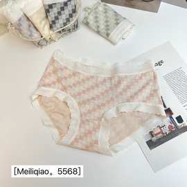 精品五条装魅丽翘甜美可爱内裤女包臀无痕舒适中腰三角裤女纯棉裆