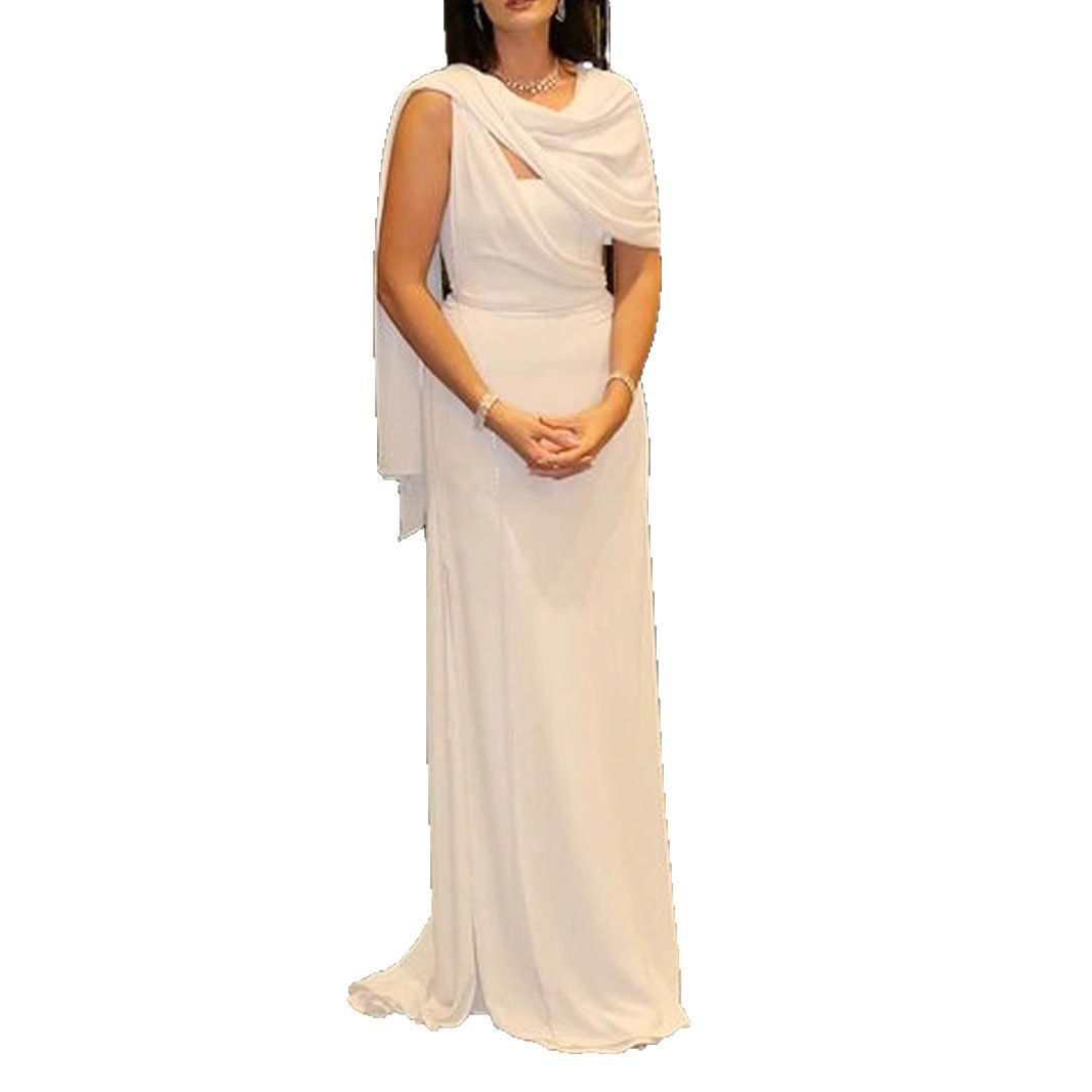 Middle Eastern Arab Women's Sleeveless High-end Shawl Tight-fitting Long Party Dress Elegant Gown_ecoleips.com