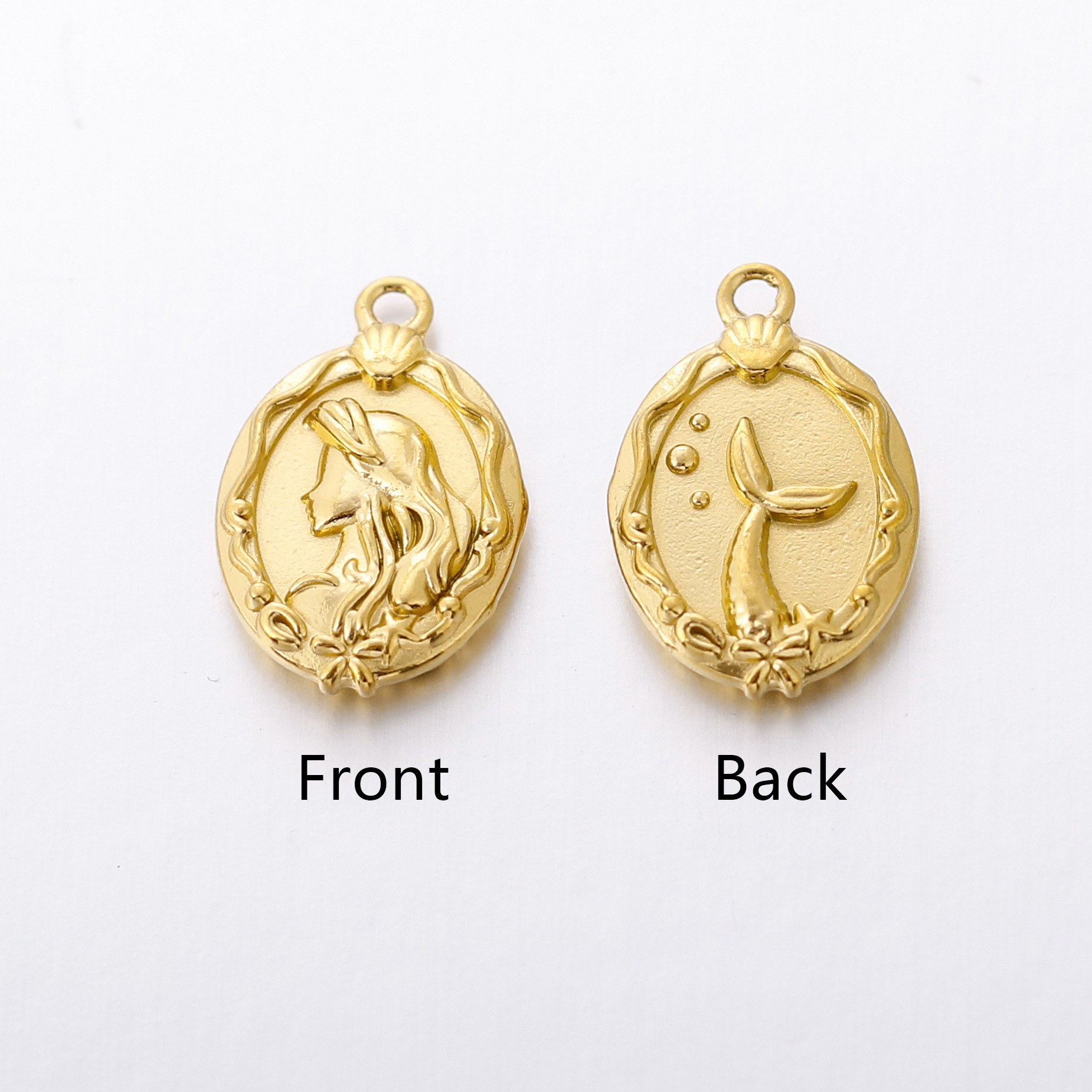 DIY Jewelry Accessories Classification 1 Piece 12 * 18mm 304 Stainless Steel 18K Gold Plated Mermaid Pendant