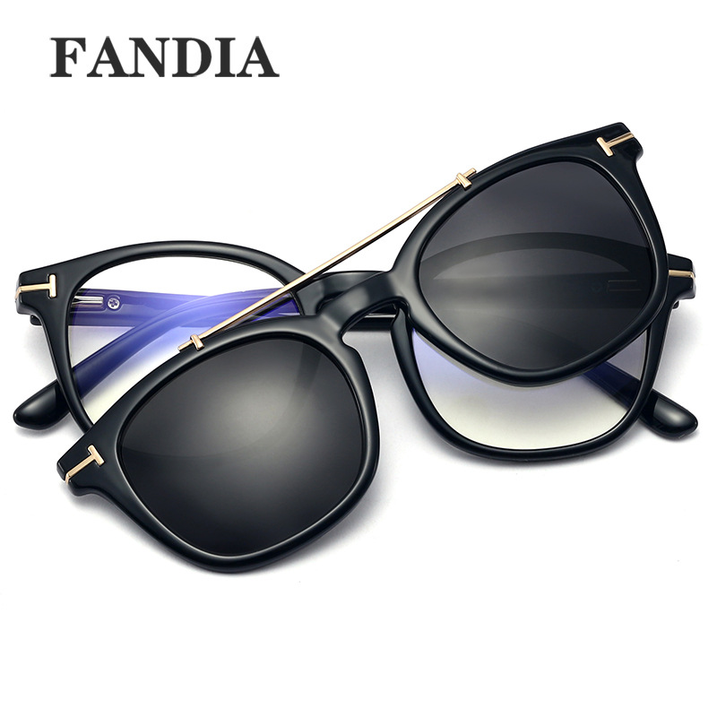 95308 nuevo conjunto de espejo magnético marco redondo marco pequeño anti-azul gafas de luz clip colgante espejo polarizado espejo fábrica en stock image 6