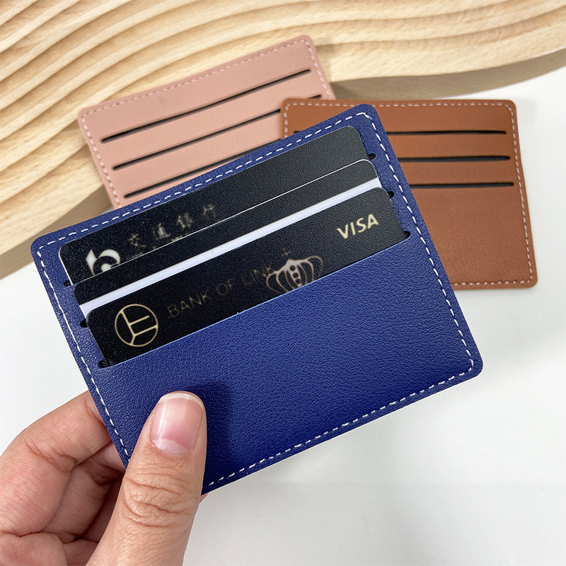 Montura de punto transfronterizo, 4 tarjetas, paquete de tarjeta de cuero de pu femenina delgada, conjunto de tarjetas, LOGOTIPO empresarial se puede determinar al por mayor