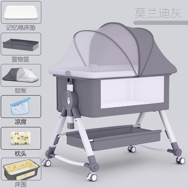 Cama para bebés de asiento plegable empalmado cama grande multifuncional portátil extraíble cama para bebés cuna cama