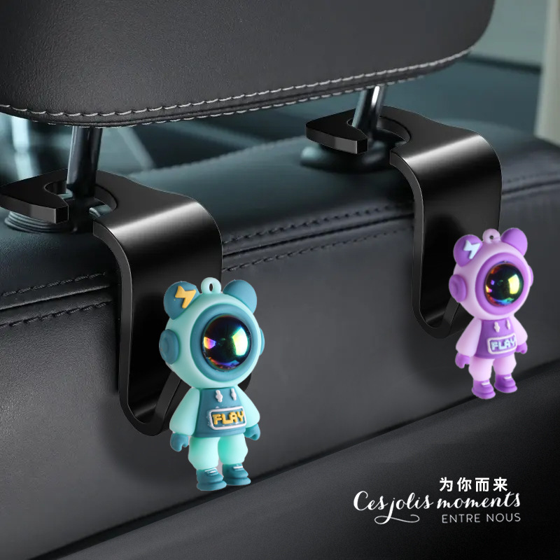Lightning Bear Gancho para coche, respaldo del asiento, gancho para coche, gancho de almacenamiento trasero multifuncional, almacenamiento en coche lindo