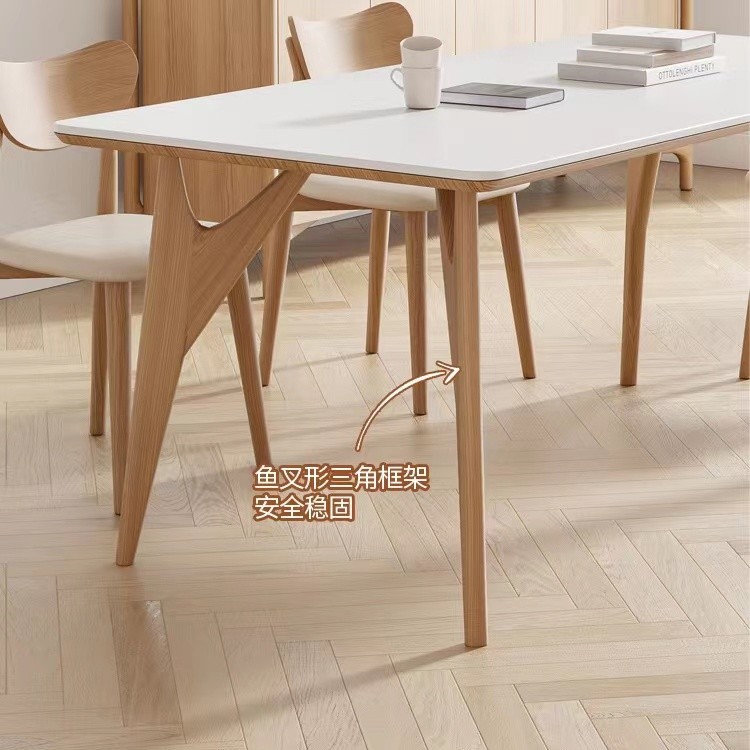 Estilo crema Placa de roca mesa de comedor y silla combinación estilo japonés pequeño apartamento de madera nórdica color diseñador mesa de comedor de madera maciza