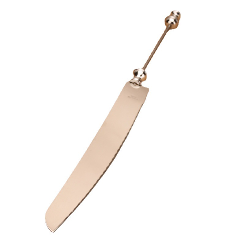 Pala de pizza con cuentas, cuchillo de pan, cuchillo de crema de mantequilla, cimitarra de queso de acero inoxidable, cuchillo de mesa, bricolaje con dientes, nueva vajilla