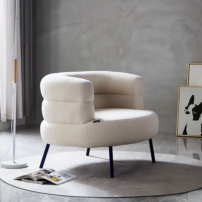 Nordic Style Single Sofa Chair Makeup Chair Simple Light Luxury Enea Italian Style Cream Style Fabric Casual Chair Computer Chair