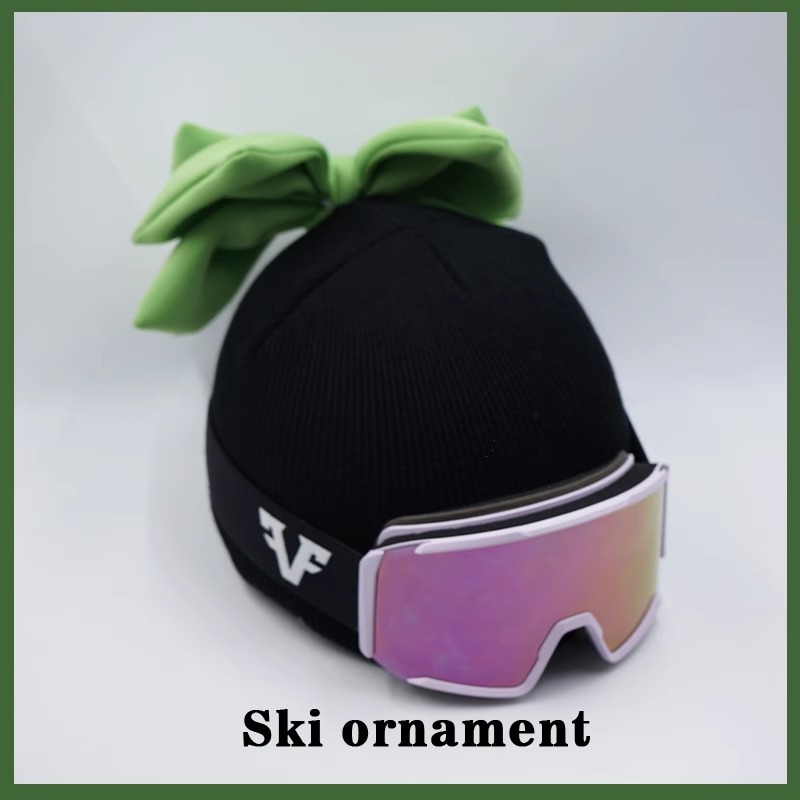 Avocado Green Double Layer Bowknot Ski Helmet Cover
