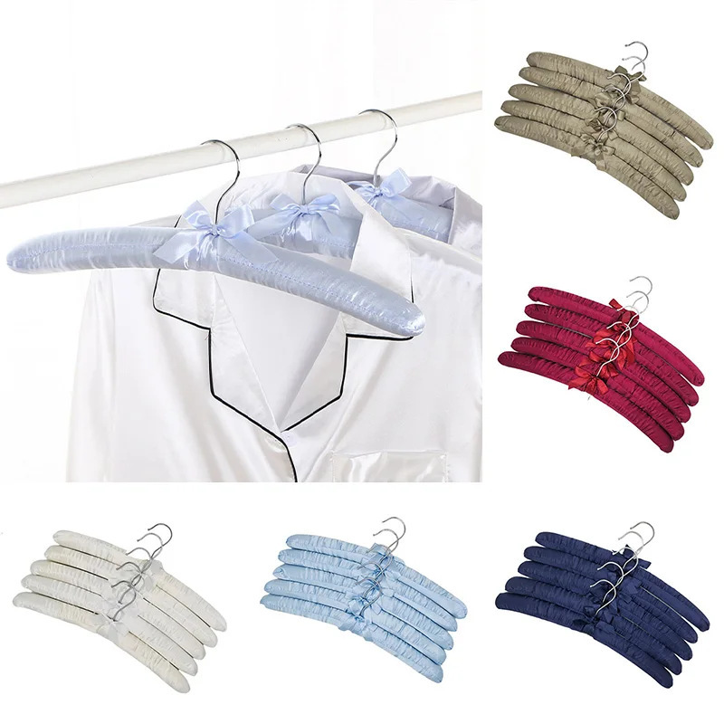 Non-Slip Seamless Hangers Wholesale Hotel Silk Cloth Hangers Clothing Store Hangers Fabric-Covered Hangers Satin Source Factory