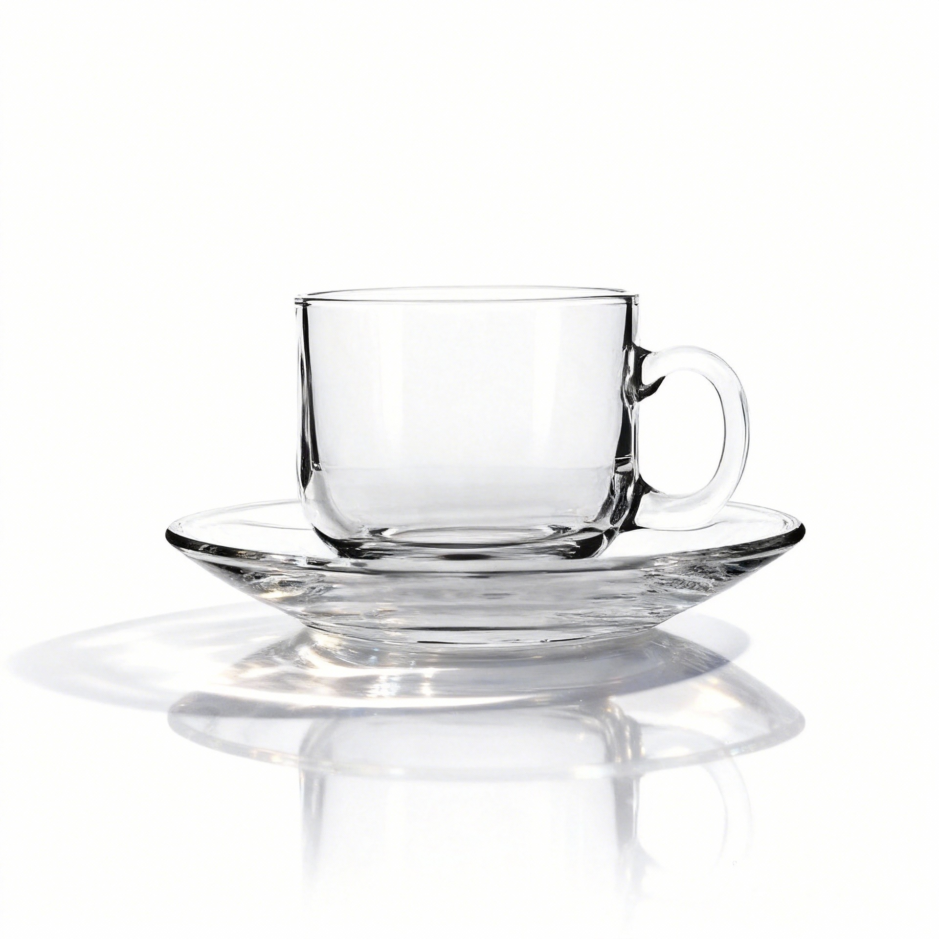 Spot al por mayor simple con mango resistente al calor taza de vidrio taza de café set plato taza de café espresso italiano taza de té