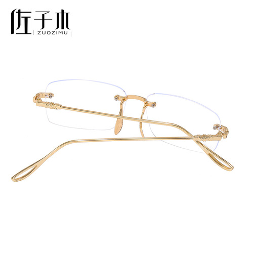 Anti-blue light reading glasses  new fashion frameless edge-cut reading glasses high-definition reading glasses for the elderly