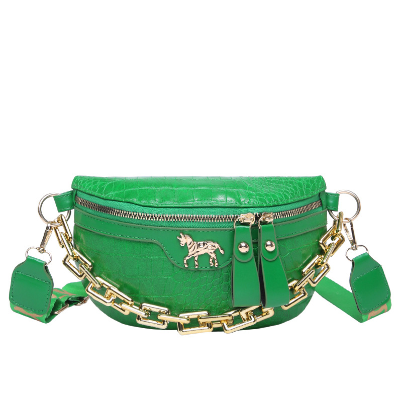 Bolsa de pecho para mujer 2025 nuevo bolso de hombro con patrón de cocodrilo de moda cadena bolso pequeño riñonera bolso de silla de mensajero de banda ancha