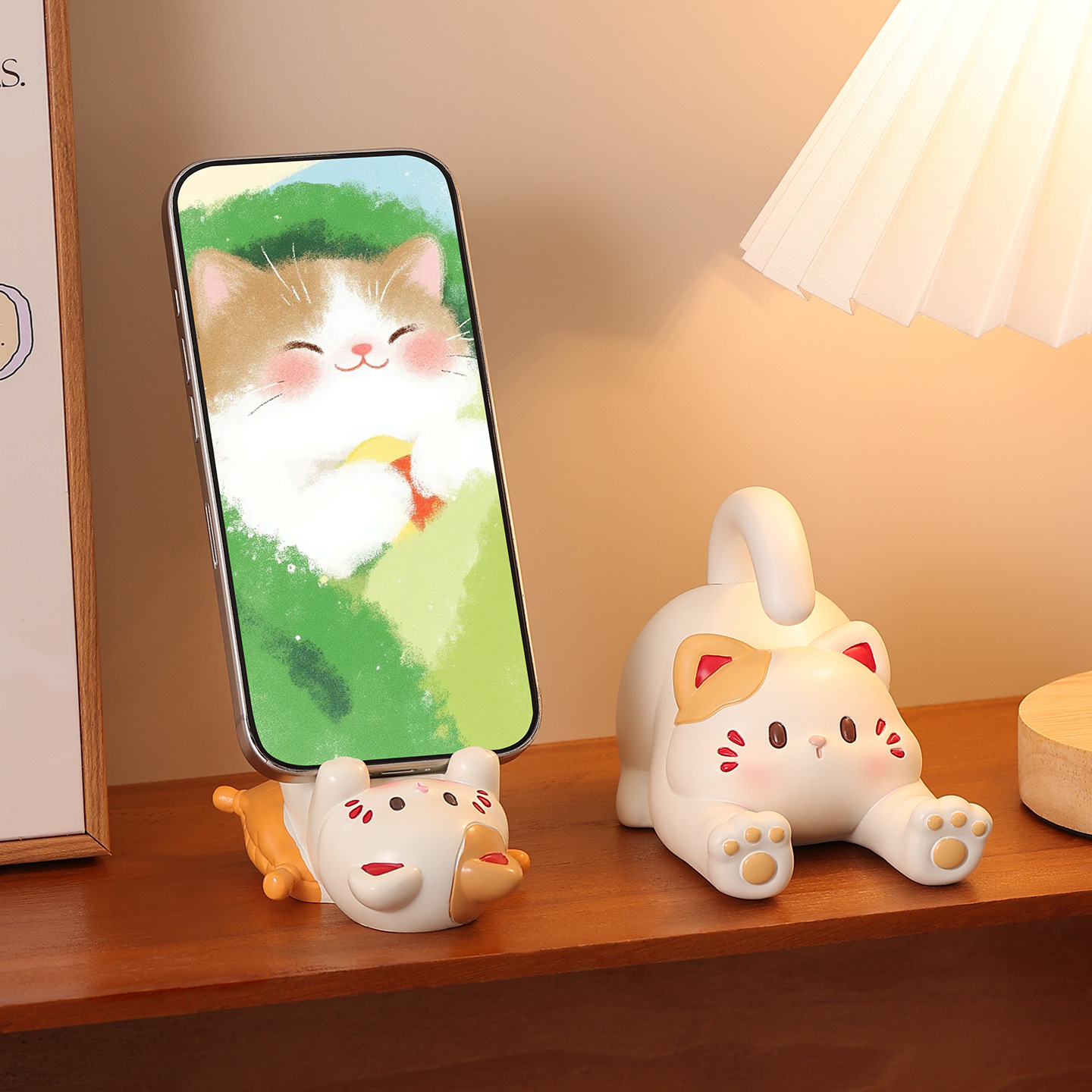 Cartoon Leisure Cat Phone Stand Home Desktop Decoration Creative Resin Lazy Tablet Holder Gift for Friends