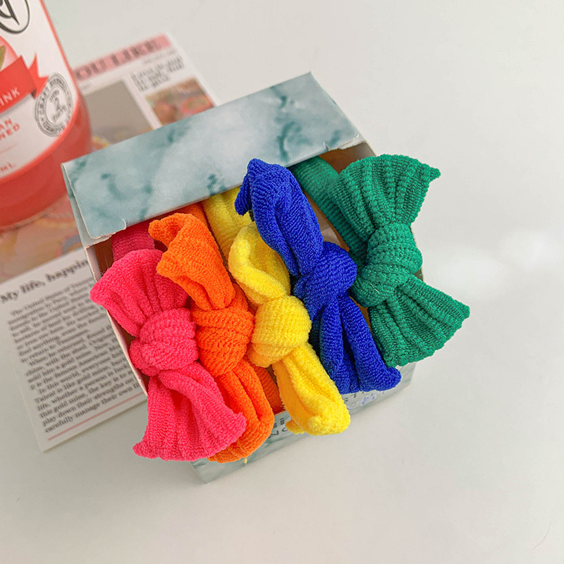 Colorido arco cuerda de pelo de las mujeres de alta elástico durable cuerda de pelo lazo de pelo de alta Cola de Caballo banda de goma bola cabeza lindo anillo de pelo