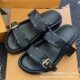Foreign Trade 2024 New European and American Beach Slippers Women's Flat Metal Buckle Double Buckle Sandals with Letters