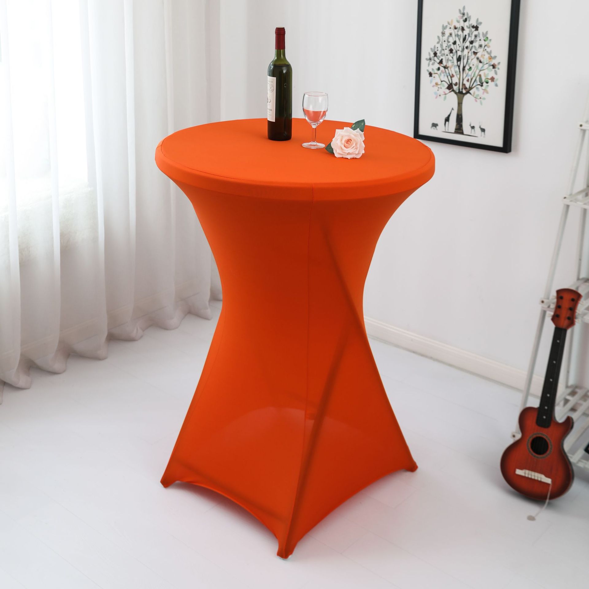 Amazon sólido barra mesa de comedor cubierta de mesa de banquete cóctel cubierta de mesa redonda tela de mesa elástica tabla de pies altos