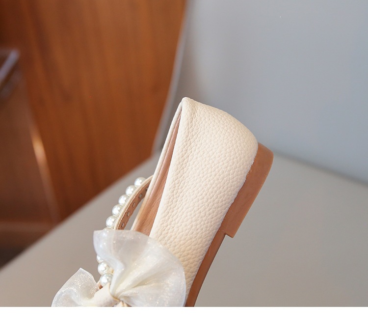 Mädchen Leder Slipper Mit Perlen Schleife Und Weicher Sohle_voghion.com