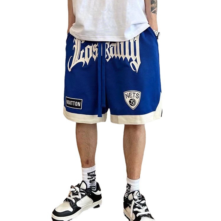 Nuevos pantalones cortos 2024 para hombre, marca de moda, color sólido, contraste simple, pantalones de chándal de cinco puntos rectos sueltos casuales