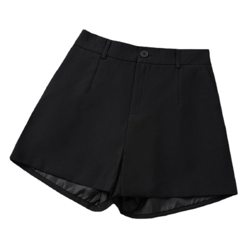 High-Waisted Black Suit Shorts for Women Spring 2022 New Versatile K-Style A-Line Wide-Leg Loose Slimming Look Outer Shorts