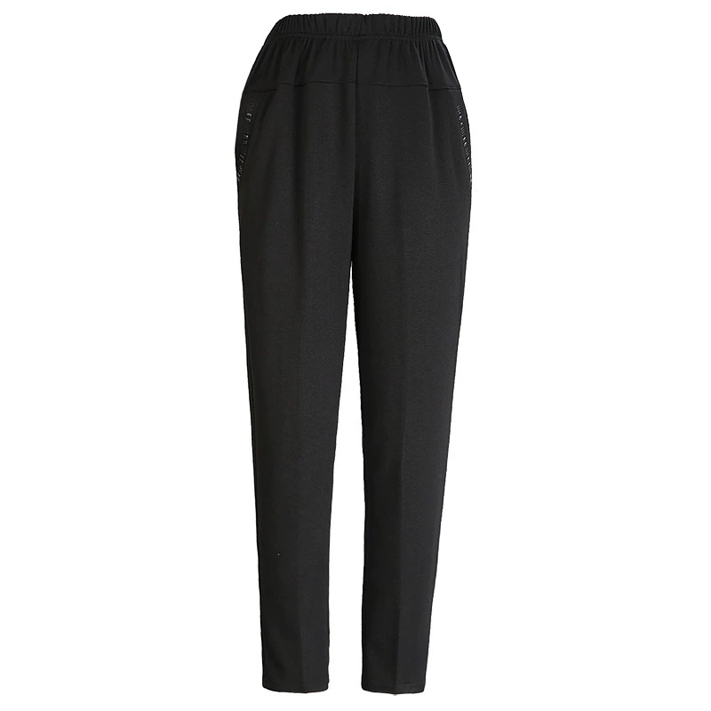 Длинные прямые повседневные брюки для женщин среднего и пожилого возраста для мам, весенние женские брюки с высокой талией и свободной эластичной резинкой на талии, весенне-осенние брюки с девятью точками.