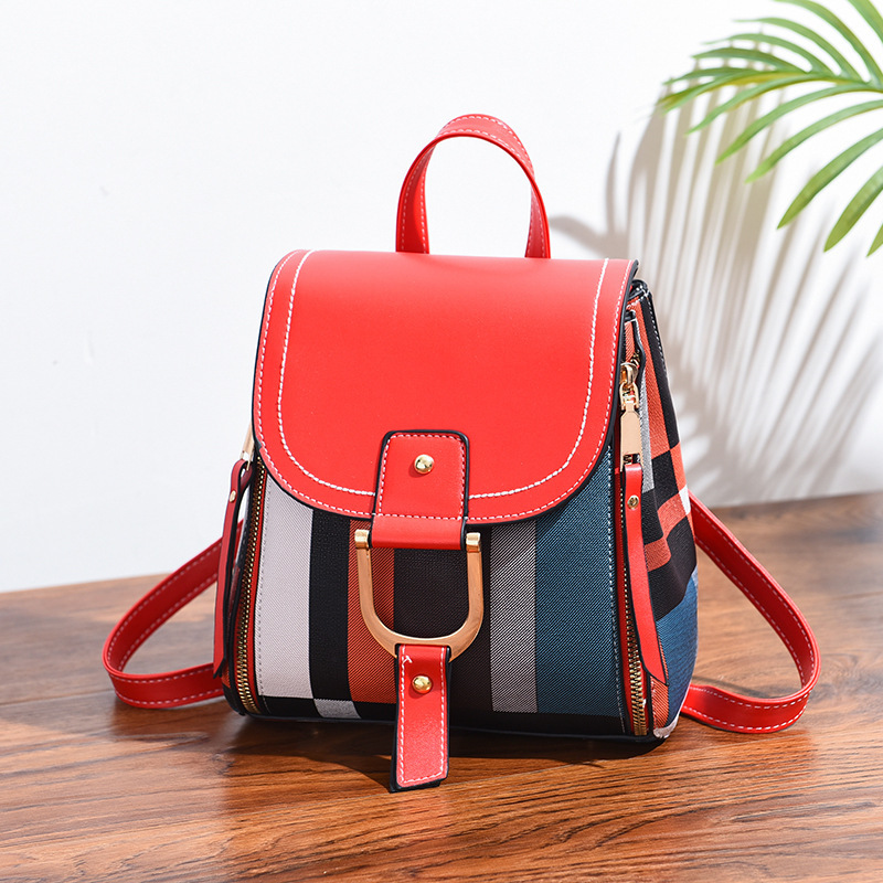〖Dropshipping〗 Mochila 2025, nueva mochila de estilo coreano, de cuero suave, para viajes, de gran capacidad, para la escuela, con diseño de colores contrastantes