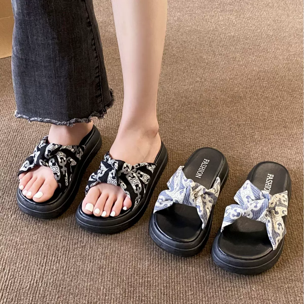 配裙子的凉鞋女仙女风厚底罗马鞋子2025年夏季新款高级感凉拖外穿