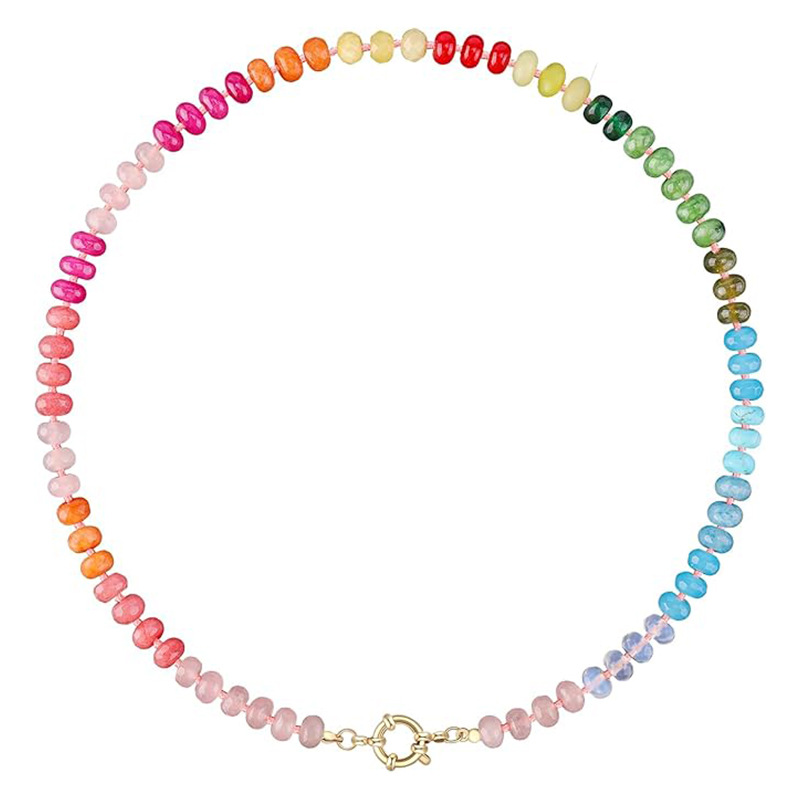 15g Weight Lobster Trigger Clasp Closure Clasp Closure Type Necklace Classification Beaded Chain Chain Type 1 Piece Quantity Daily, Street Occasion natural stone Material Geometric Pattern Women's Gender Simple Style Style Simple Style Geometric Natural Stone Beaded Chain Necklace 18