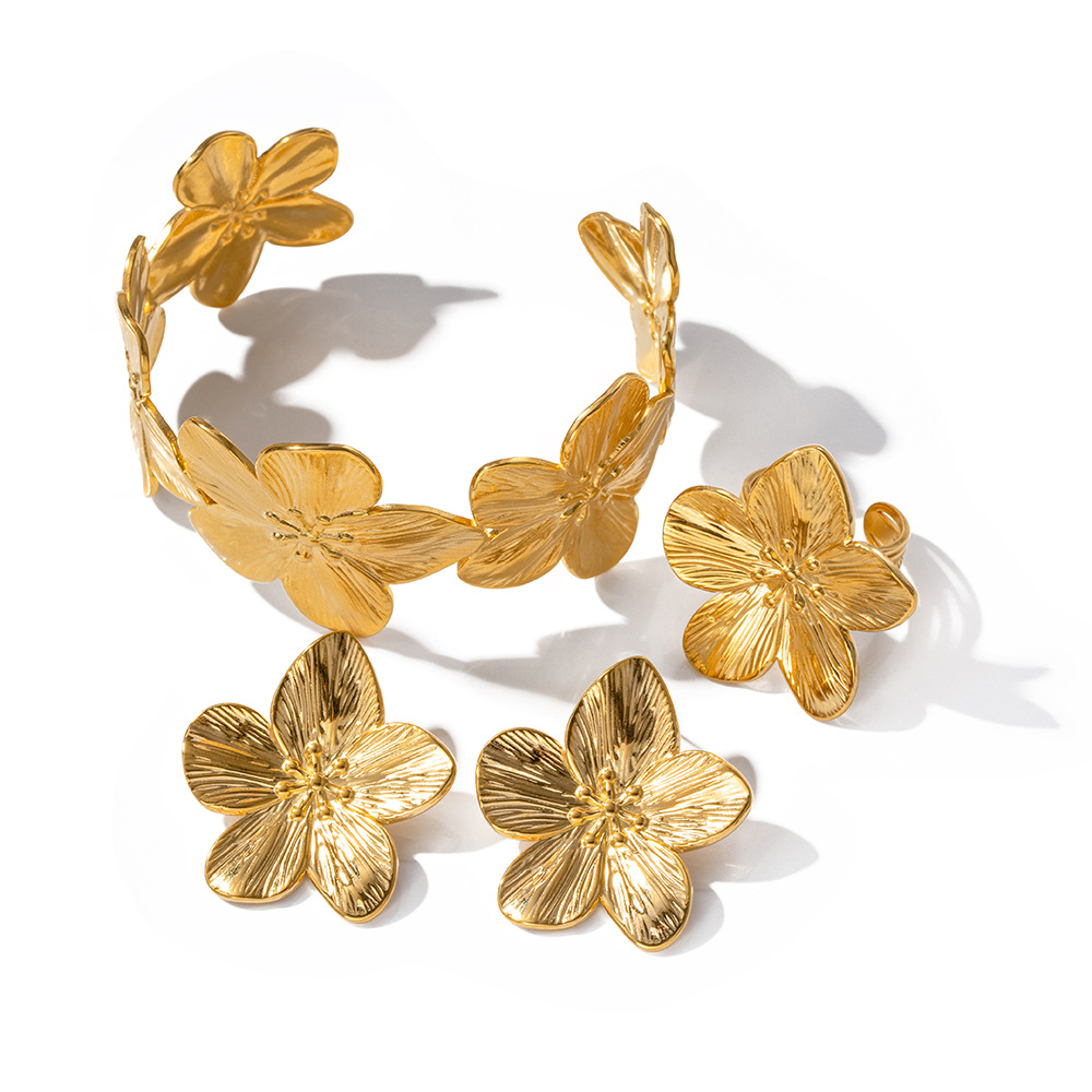 Juego de Joyas de Boda Estilo Europeo y Americano Wanxing, Joyería Versátil de Lujo Ligero con Flores Doradas para Playa, Accesorios de Joyería al por Mayor