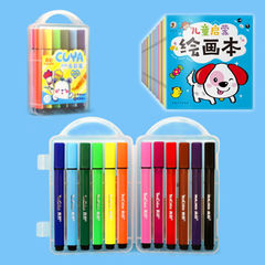 紗巾真彩水彩筆大容量粗三角杆兒童繪畫筆24色36色可水洗水彩筆廠