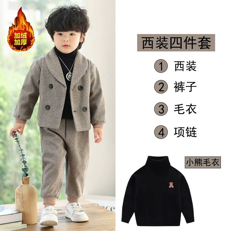 Детский fleece классический костюм для отдыха, костюм цветочного мальчика, платье девочки цветов, корейский стиль, для выступлений