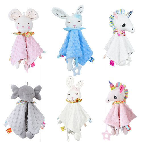 bbsky baby animal soothing towel cute cartoon lathe hanging baby handkerchief mouth towel soothing towel toy