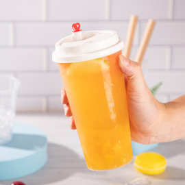 跨境批发一次性塑料奶茶杯90口径PP可印刷LOGO果汁打包杯PP塑料杯